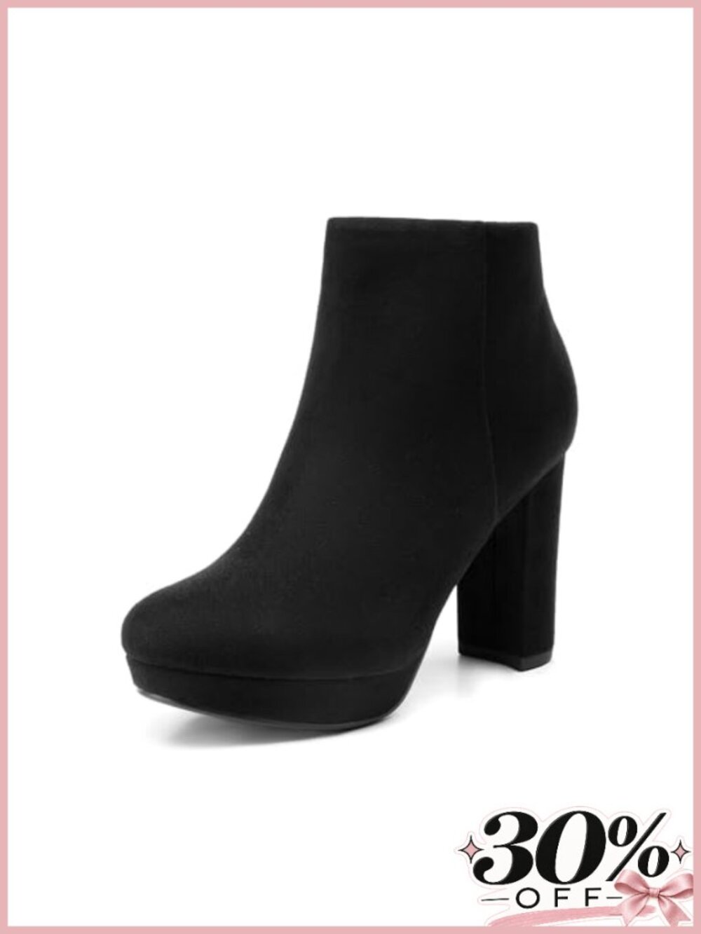 Faux Suede Stomp High Heel Ankle Boots with Side Zip